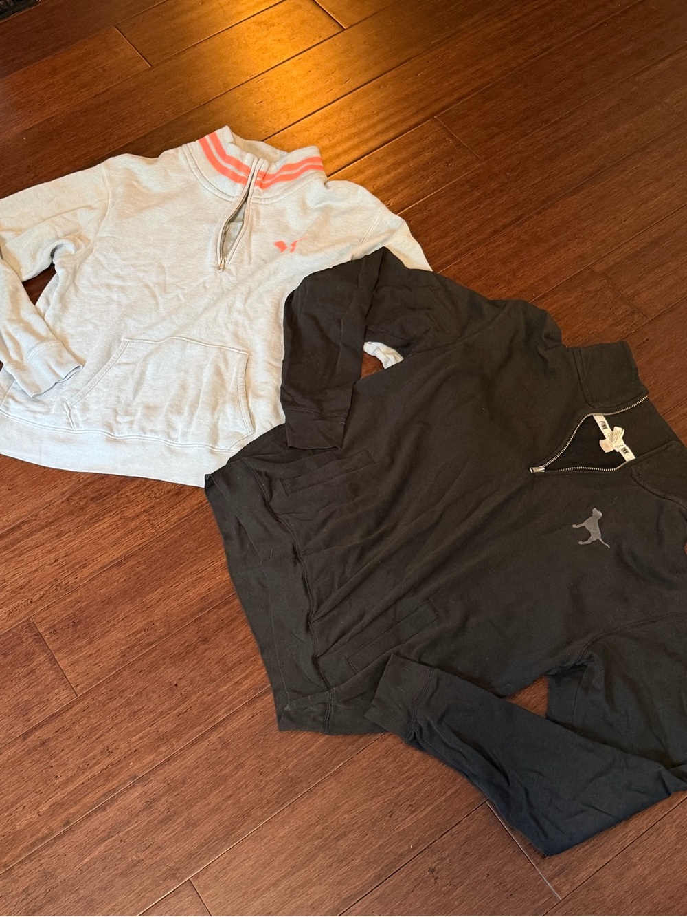 Victoria's Secret Gray & Black Quarter-Zip Sweatshirt Duo